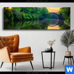 Wechselmotiv See Mit Alter Bruecke Aus Stein Panorama Produktvorschau mit dem Bild See mit alter Brücke aus Stein im Format Panorama.