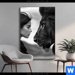 Wechselmotiv Seelenblick Loewe Frau Hochformat Produktvorschau mit dem Bild Seelenblick - Löwe & Frau im Format Hochformat.