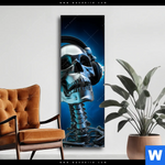 Wechselmotiv Skelett Kopfhoerer Schmal Produktvorschau mit dem Bild Skelett & Kopfhörer im Format Schmal.