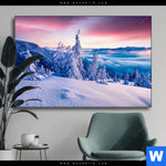 Wechselmotiv Sonnenaufgang Im Schnee Querformat Produktvorschau mit dem Bild Sonnenaufgang im Schnee im Format Querformat.