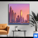 Wechselmotiv Sonnenaufgang In Dubai Quadrat Produktvorschau mit dem Bild Sonnenaufgang in Dubai im Format Quadrat.