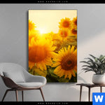 Wechselmotiv Sonnenblumen Im Abendlicht Hochformat Produktvorschau mit dem Bild Sonnenblumen im Abendlicht im Format Hochformat.