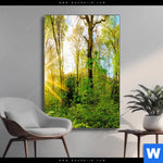 Wechselmotiv Sonnenlicht Im Wald Hochformat Produktvorschau mit dem Bild Sonnenlicht im Wald im Format Hochformat.