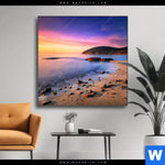 Wechselmotiv Sonnenuntergang In Bucht Quadrat Produktvorschau mit dem Bild Sonnenuntergang in Bucht im Format Quadrat.