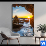 Wechselmotiv Sonnenuntergang In Meeresgrotte Hochformat Produktvorschau mit dem Bild Sonnenuntergang in Meeresgrotte im Format Hochformat.