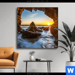 Wechselmotiv Sonnenuntergang In Meeresgrotte Quadrat Produktvorschau mit dem Bild Sonnenuntergang in Meeresgrotte im Format Quadrat.