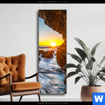 Wechselmotiv Sonnenuntergang In Meeresgrotte Schmal Produktvorschau mit dem Bild Sonnenuntergang in Meeresgrotte im Format Schmal.