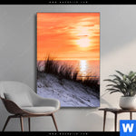 Wechselmotiv Sonnenuntergang Mit Duene Und Meer Hochformat Produktvorschau mit dem Bild Sonnenuntergang mit Düne und Meer im Format Hochformat.