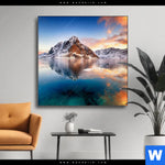 Wechselmotiv Sonnenuntergang Norwegen Quadrat Produktvorschau mit dem Bild Sonnenuntergang Norwegen im Format Quadrat.