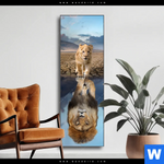 Wechselmotiv Spiegelbild Loewe Loewenjunges Schmal Produktvorschau mit dem Bild Spiegelbild Löwe & Löwenjunges im Format Schmal.