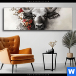Wechselmotiv Starker Bulle Mit Blumen Panorama Produktvorschau mit dem Bild Starker Bulle mit Blumen im Format Panorama.