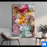 Wechselmotiv Tiger Blumen Hochformat Produktvorschau mit dem Bild Tiger & Blumen im Format Hochformat.
