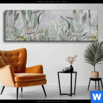 Wechselmotiv Tropische Baeume Und Blaetter Panorama Produktvorschau mit dem Bild Tropische Bäume und Blätter im Format Panorama.