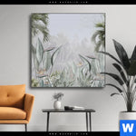 Wechselmotiv Tropische Baeume Und Blaetter Quadrat Produktvorschau mit dem Bild Tropische Bäume und Blätter im Format Quadrat.