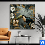 Wechselmotiv Tukan Im Goldenen Regenwald Quadrat Produktvorschau mit dem Bild Tukan im goldenen Regenwald im Format Quadrat.