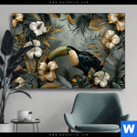 Wechselmotiv Tukan Im Goldenen Regenwald Querformat Produktvorschau mit dem Bild Tukan im goldenen Regenwald im Format Querformat.