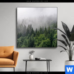 Wechselmotiv Wald Im Nebel Quadrat Produktvorschau mit dem Bild Wald im Nebel im Format Quadrat.