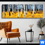 Wechselmotiv Wald Mit Birkenbaeumen Panorama Produktvorschau mit dem Bild Wald mit Birkenbäumen im Format Panorama.