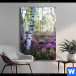 Wechselmotiv Wald Mit Heideblumen Hochformat Produktvorschau mit dem Bild Wald mit Heideblumen im Format Hochformat.