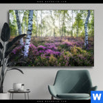 Wechselmotiv Wald Mit Heideblumen Querformat Produktvorschau mit dem Bild Wald mit Heideblumen im Format Querformat.