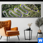 Wechselmotiv Wald Strasse Luftaufnahme Panorama Produktvorschau mit dem Bild Wald & Straße Luftaufnahme im Format Panorama.