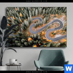 Wechselmotiv Wald Strasse Von Oben Querformat Produktvorschau mit dem Bild Wald & Straße von oben im Format Querformat.