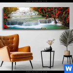 Wechselmotiv Wald Wasserfall No 5 Panorama Produktvorschau mit dem Bild Wald & Wasserfall No. 5 im Format Panorama.