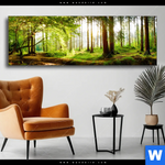 Wechselmotiv Waldbach Im Sonnenschein Panorama Produktvorschau mit dem Bild Waldbach im Sonnenschein im Format Panorama.