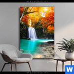 Wechselmotiv Wasserfall Im Wald Hochformat Produktvorschau mit dem Bild Wasserfall im Wald im Format Hochformat.