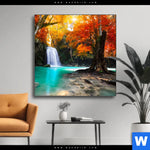 Wechselmotiv Wasserfall Im Wald Quadrat Produktvorschau mit dem Bild Wasserfall im Wald im Format Quadrat.