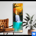 Wechselmotiv Wasserfall Im Wald Schmal Produktvorschau mit dem Bild Wasserfall im Wald im Format Schmal.