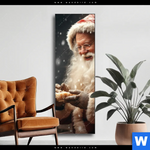 Wechselmotiv Weihnachtsmann Fuettert Rentier Schmal Produktvorschau mit dem Bild Weihnachtsmann füttert Rentier im Format Schmal.