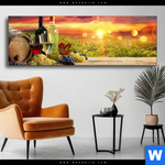 Wechselmotiv Weinreben Im Abendlicht Panorama Produktvorschau mit dem Bild Weinreben im Abendlicht im Format Panorama.