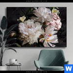 Wechselmotiv Weisse Pfingstrosen Querformat Produktvorschau mit dem Bild Weiße Pfingstrosen im Format Querformat.