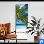 Wechselmotiv Weisser Strand Kokospalme Schmal Produktvorschau mit dem Bild Weißer Strand & Kokospalme im Format Schmal.