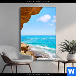 Wechselmotiv Wellenrauschen Und Felsenklippe Hochformat Produktvorschau mit dem Bild Wellenrauschen und Felsenklippe im Format Hochformat.