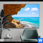 Wechselmotiv Wellenrauschen Und Felsenklippe Querformat Produktvorschau mit dem Bild Wellenrauschen und Felsenklippe im Format Querformat.