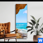 Wechselmotiv Wellenrauschen Und Felsenklippe Schmal Produktvorschau mit dem Bild Wellenrauschen und Felsenklippe im Format Schmal.