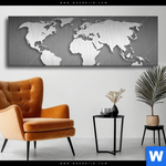 Wechselmotiv Weltkarte Edelstahloptik Panorama Produktvorschau mit dem Bild Weltkarte Edelstahloptik im Format Panorama.