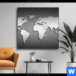 Wechselmotiv Weltkarte Edelstahloptik Quadrat Produktvorschau mit dem Bild Weltkarte Edelstahloptik im Format Quadrat.