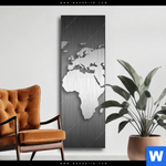 Wechselmotiv Weltkarte Edelstahloptik Schmal Produktvorschau mit dem Bild Weltkarte Edelstahloptik im Format Schmal.
