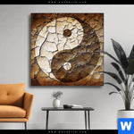 Wechselmotiv Yin Yang Auf Rissiger Erde Quadrat Produktvorschau mit dem Bild Yin Yang auf rissiger Erde im Format Quadrat.