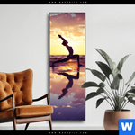 Wechselmotiv Yoga Am Lila Strand Schmal Produktvorschau mit dem Bild Yoga am lila Strand im Format Schmal.