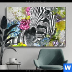 Wechselmotiv Zebra Blumen Querformat Produktvorschau mit dem Bild Zebra & Blumen im Format Querformat.