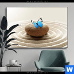Wechselmotiv Zen Stein Mit Schmetterling Querformat Produktvorschau mit dem Bild Zen Stein mit Schmetterling im Format Querformat.