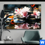Wechselmotiv Zen Steine Mit Blumen Querformat Produktvorschau mit dem Bild Zen Steine mit Blumen im Format Querformat.