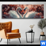 Wechselmotiv Zwei Schwaene Im Wasser Panorama Produktvorschau mit dem Bild Zwei Schwäne im Wasser im Format Panorama.
