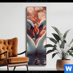 Wechselmotiv Zwei Schwaene Im Wasser Schmal Produktvorschau mit dem Bild Zwei Schwäne im Wasser im Format Schmal.