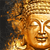 Spannbild Buddha Golden Splash Hochformat Zoom wandbild.com