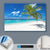 Canvalight® Leuchtbild  Weißer Strand & Kokospalme  Querformat Material wandbild.com
